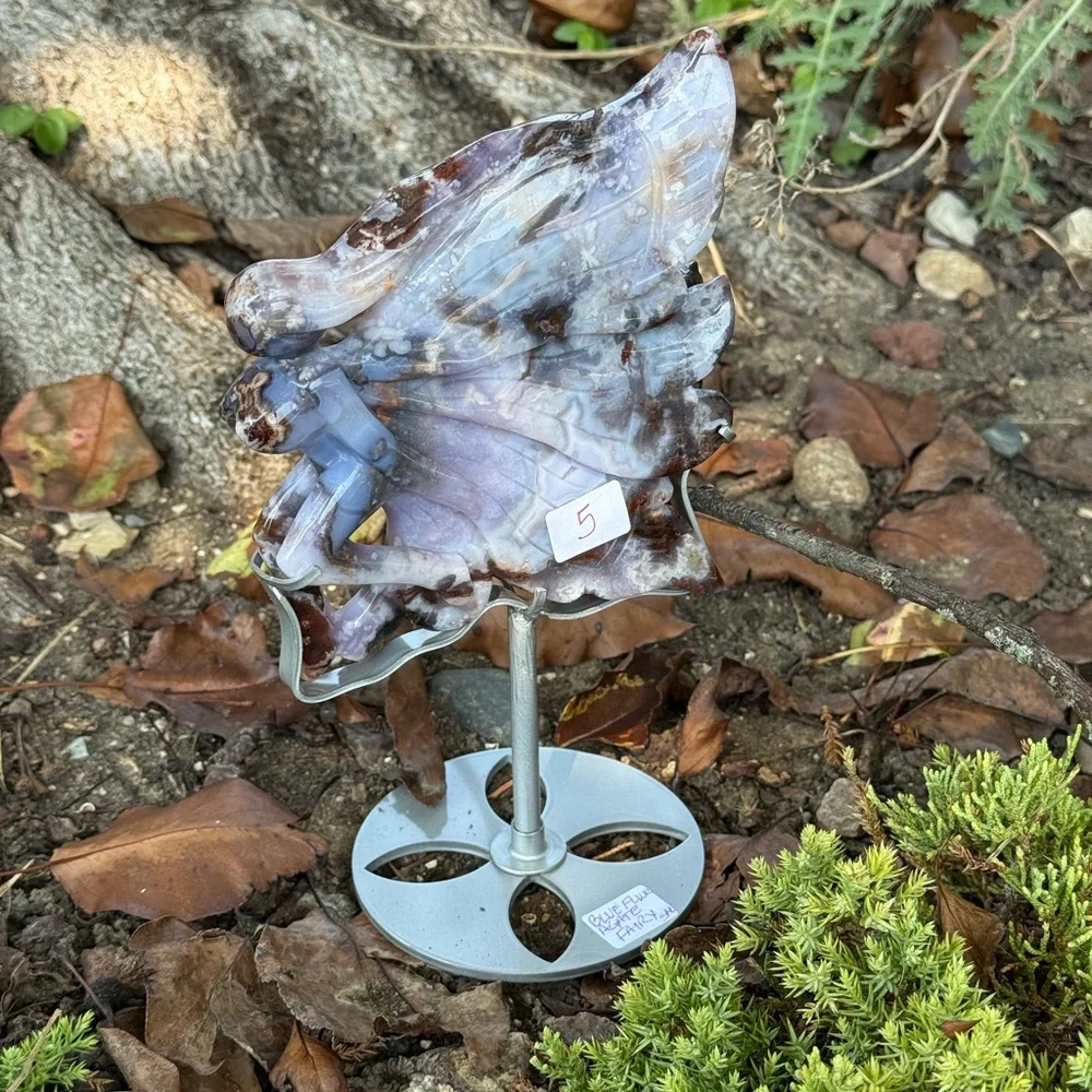 Blue Flower Agate Fairy and Custom Stand - BLUEFLWRAGTFRY-001 - Picture 13 of 14